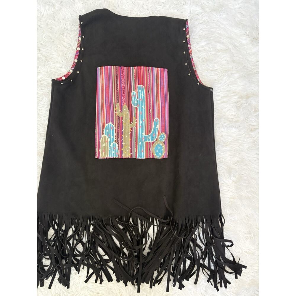 Andree My Unit S Black Cactus Fringe Suede Vest. Fun, Great Qual & Condition - Picture 8 of 14